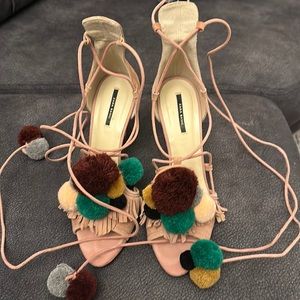 Zara Heels with pompoms